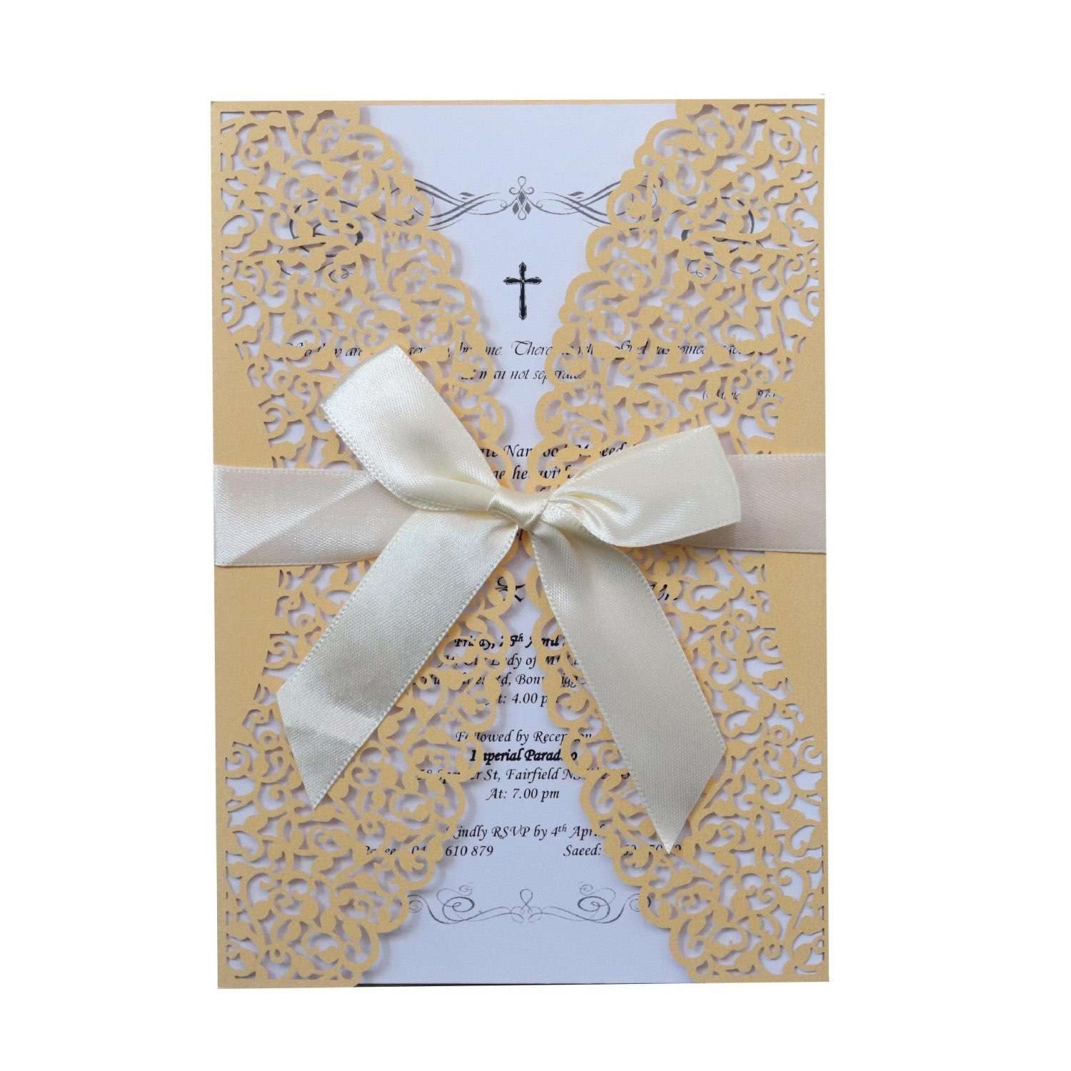 Wedding Invitation Card With Envelope Laser Cut Iridescent Paper